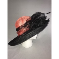 August Hat Company Mujer&apos;s Ornate Wide Brim Straw Hat Flowers Black Orange New 766288174566 eb-26321777